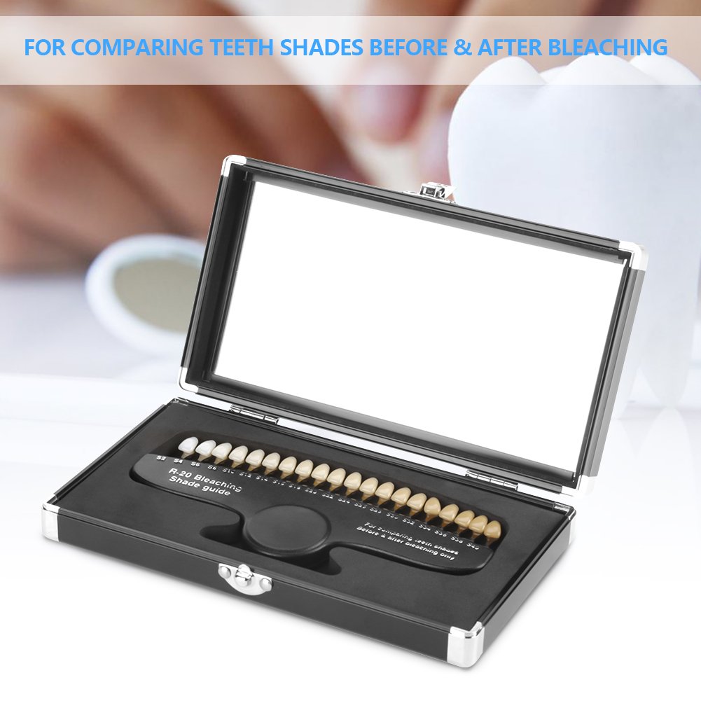 Guía de colores de dientes dentales, Akozon Tarjeta de color dental tabla de colores de blanqueamiento dental profesional de porcelana 3D R-20 con 20 colores