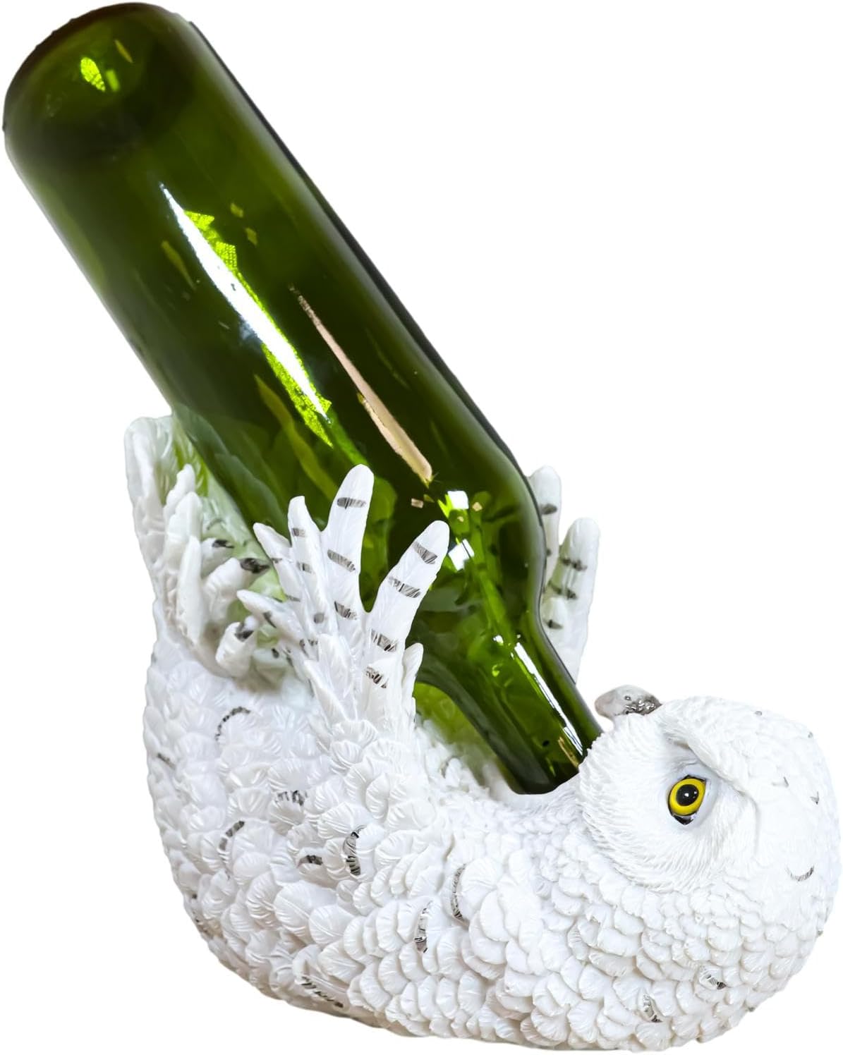 Ebros Wisdom of The Tundra Forest Beautiful Mystical Snowy Owl Wine Bottle Holder Figurine Storage Rack for Rustic Wildlife Decor Ideal for Cabin Lodge Country Design Decorative Party Hosting Kitchen