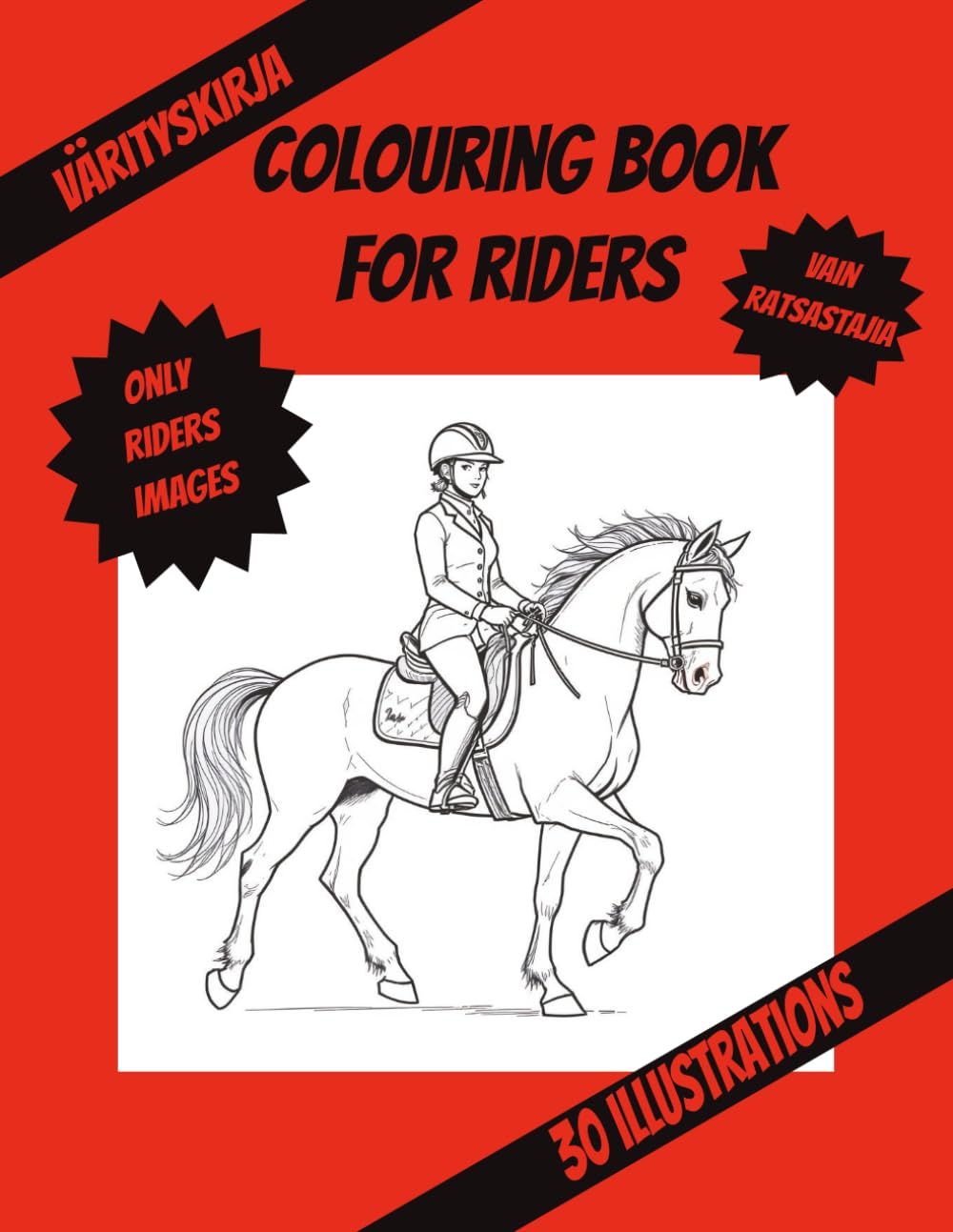 Colouring book for horse riders: Värityskirja