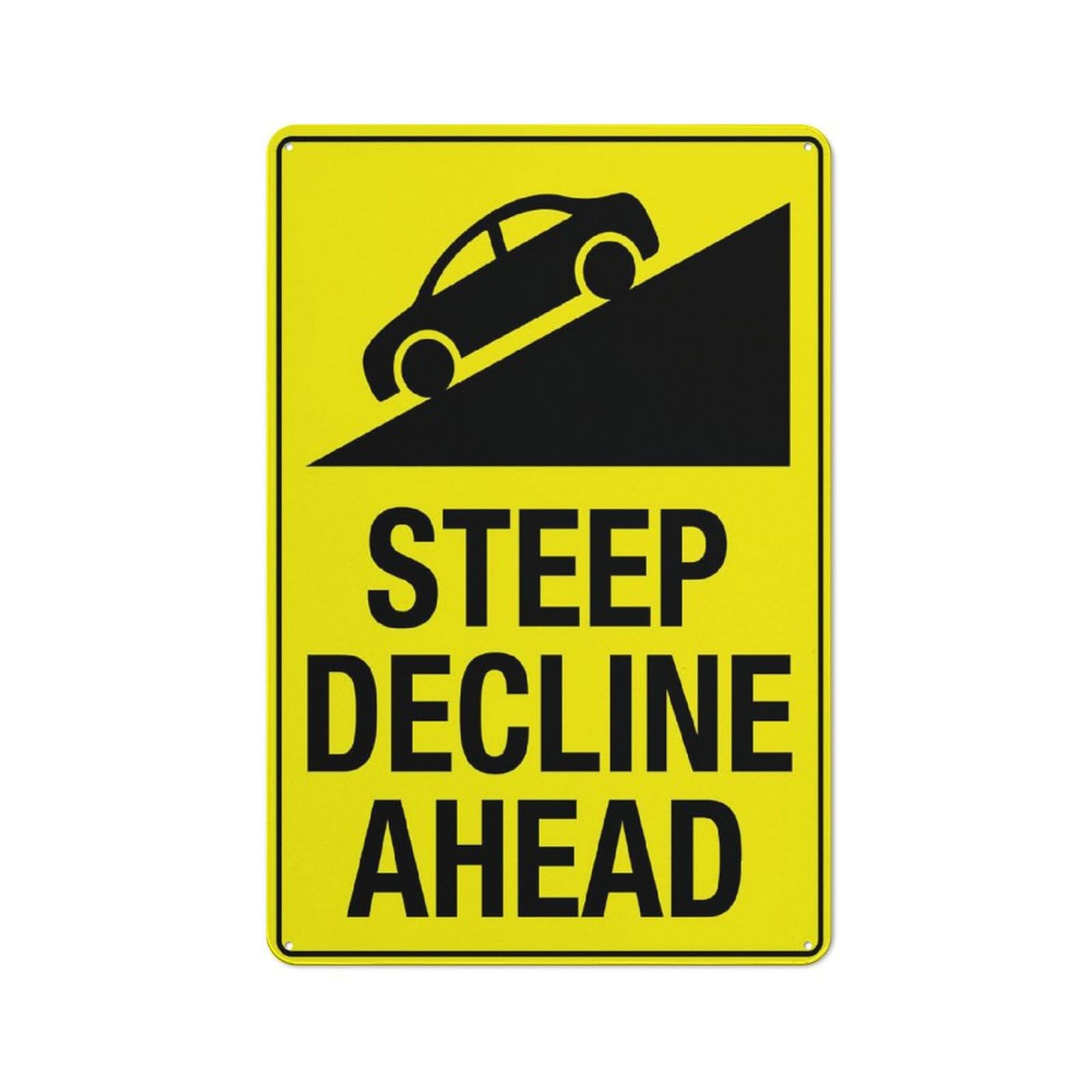 Steep Decline Ahead Sign - Rust-Free Aluminum 12x8 inch, UV-Ink Printed, Durable & Weatherproof for Home Outdoor