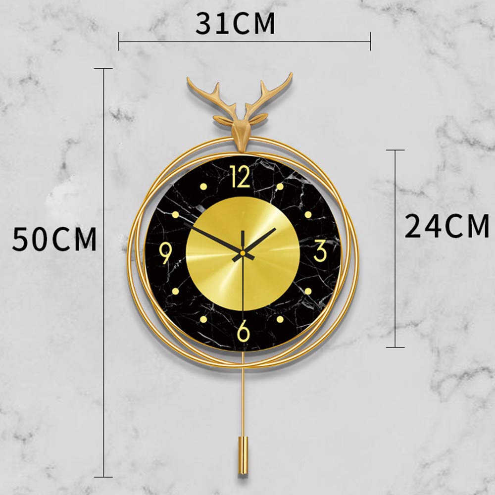 XJBTBA Digitale Wanduhr, Hirschkopf-Uhr aus reinem Kupfer, stilvolle Persönlichkeits-Wanduhr für Wohnzimmer-Heimdekoration, minimalistische Kunst-Wanduhr, verwendet in Zuhause, Büro, Hotel