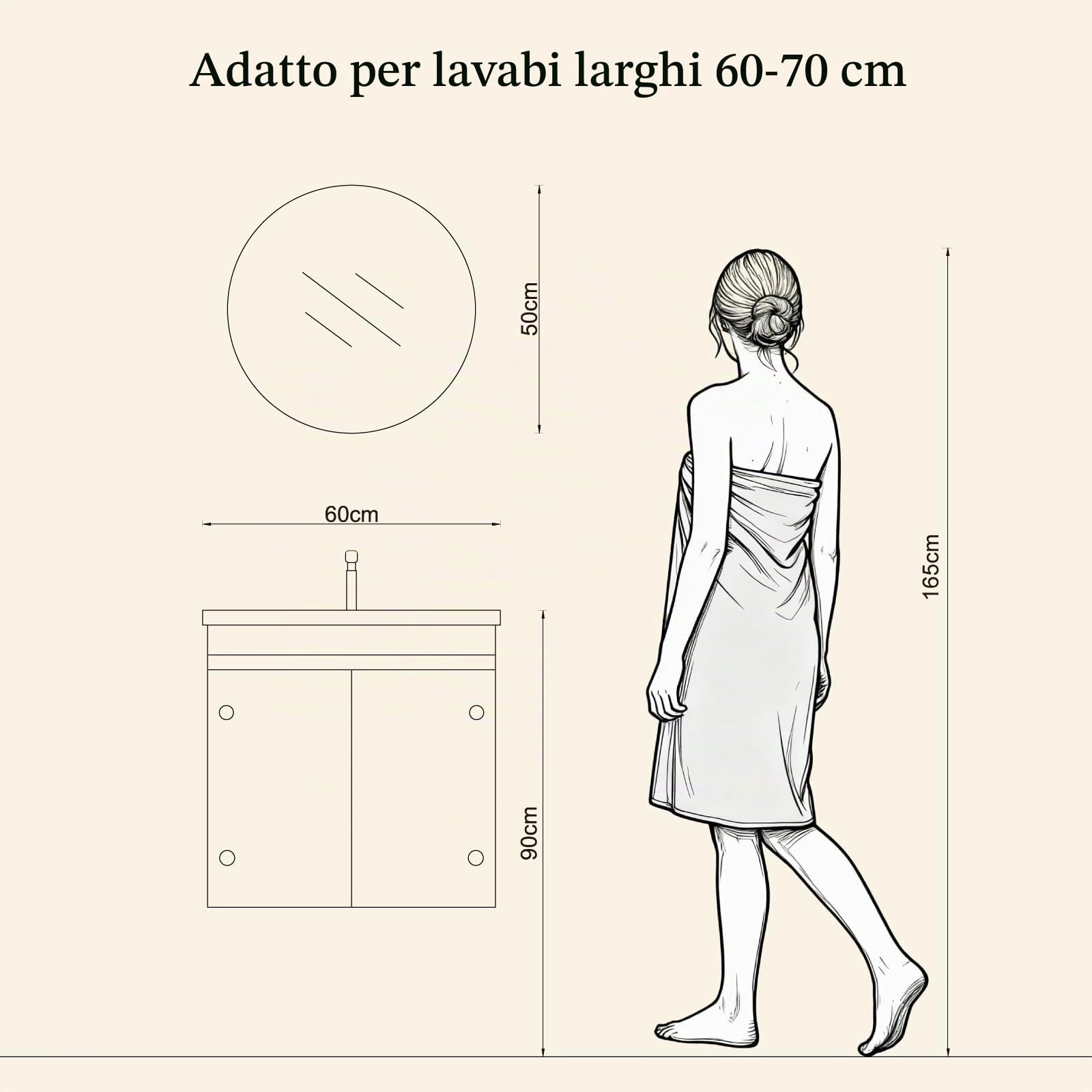 Specchio Bagno Rotondo LED: Specchio Tondo Retroilluminato - Specchio Bagno con Luce 50cm, 3 Colori Luce, Dimmerabile, IP44 Vetro di Sicurezza Infrangibile