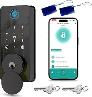 Biquole S03 Keyless Fingerprint Door Lock - Smart Deadbolt with App Control, Keypad, Auto Lock, IP54 Waterproof, Easy Install