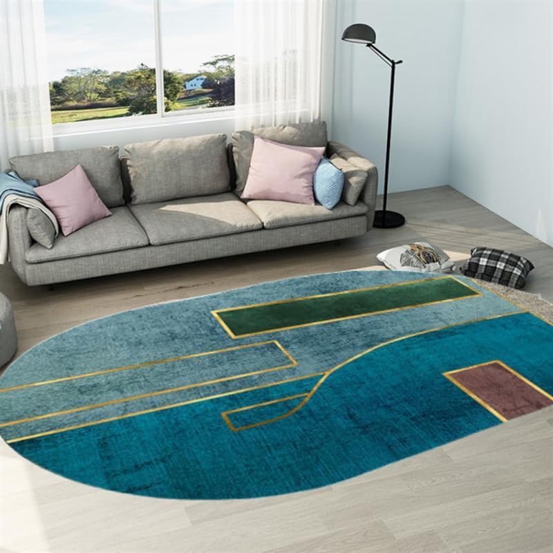Alfombras ovaladas para renovar suelos fríos y apagados con un moderno diseño geométrico