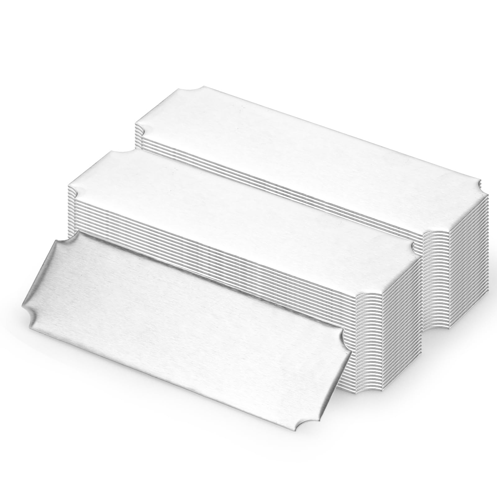 Modixun 60 Pack Name Plates with Adhesive Backing, Laser Engraving Blanks, Metal Aluminum Personalized Trophy Plate Engraved Plaque Custom Name Tag, 7.5 x 2.5cm, Silver โ image 1