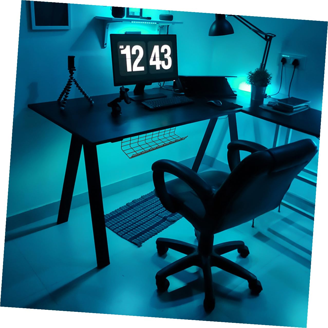 Organizador de Cables de Escritorio 2 Piezas, Hierro Negro