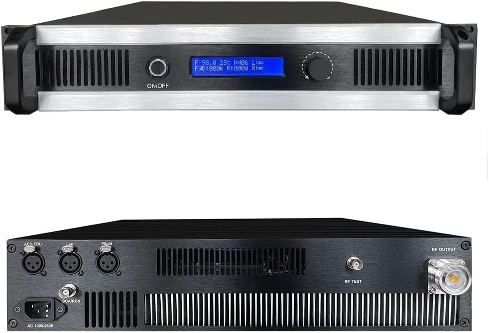 1000W FM Broadcast Transmitter for Church, Professional High Power Long Range FM Radio Transmitter for Broadcasting Equipment for Radio Station