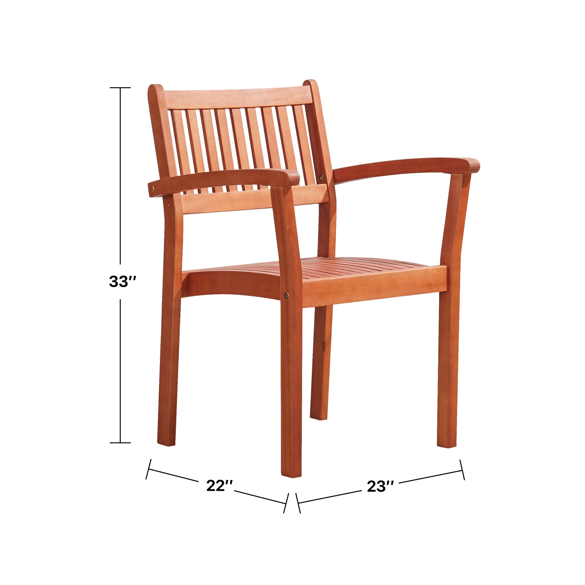 GOWE Caladesi Reddish Brown Wood Coastal Stackable Patio Armchair (Set of 2)