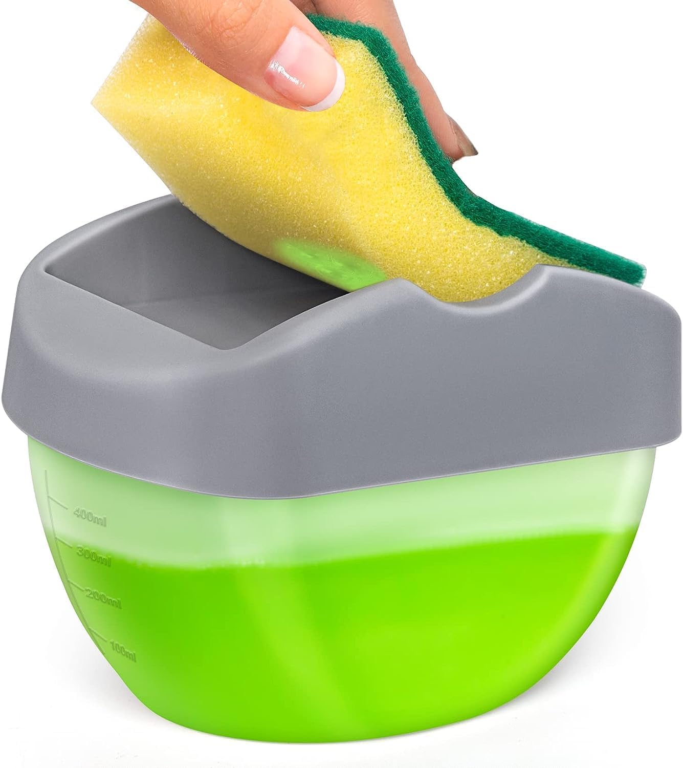Juzr Dish Soap Dispenser with Sponge Holder for Kitchen, Sink Pump Dispenser Soap, 2-in-1Dish Washing Countertop Soap Dispenser, Instant Refill 13.5 Ounces | Multicolor-image-19