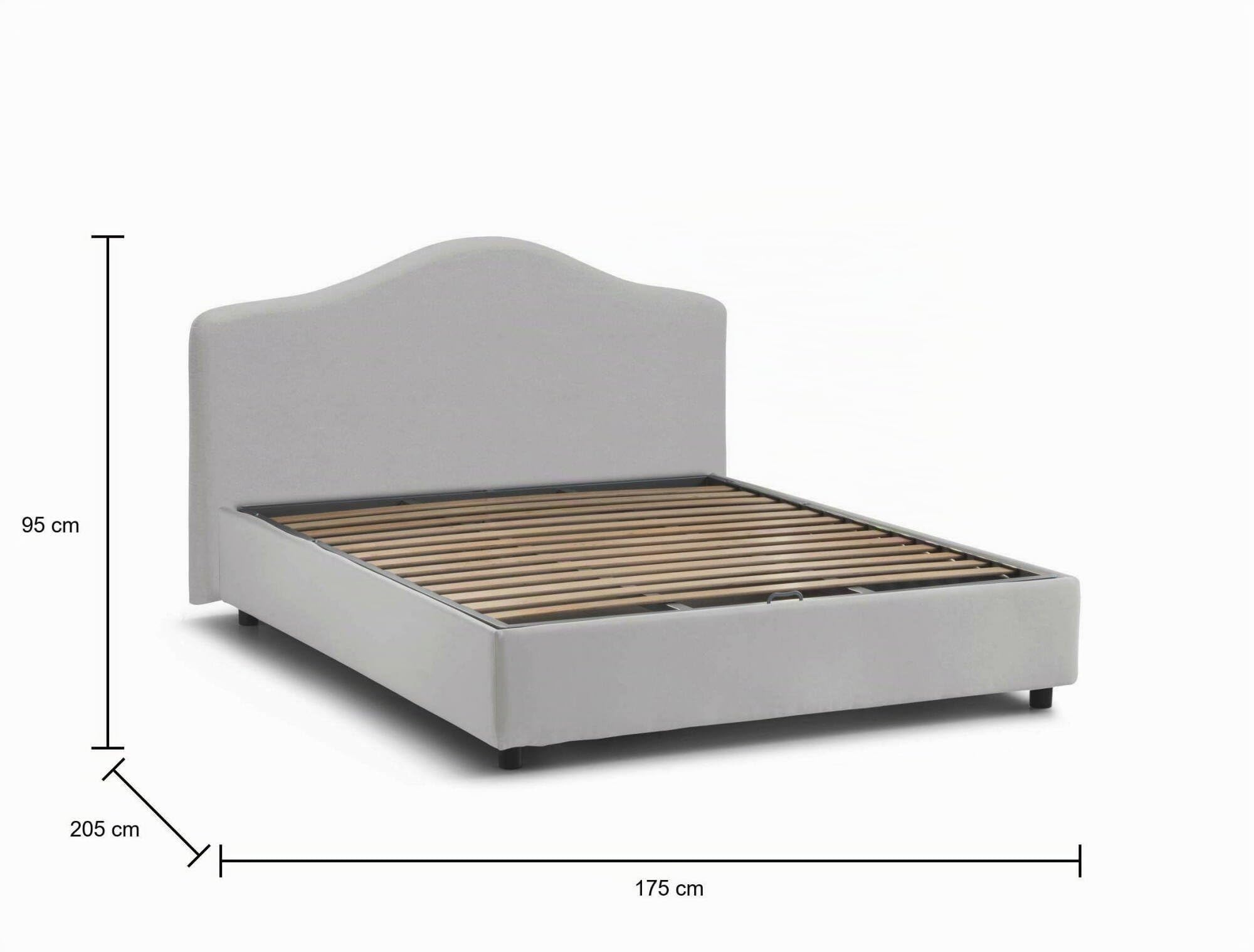 Talamo Italia - Letto matrimoniale Annunziata, Letto contenitore con rivestimento in tessuto, 100% Made in Italy, Apertura frontale, con materasso Cm 160x190 incluso, Grigio