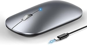 TECKNET Rechargeable Bluetooth Mouse, [ USB + BT5.0 + BT3.0 ] Silent Wireless Mouse, 4-Level DPI, Portable Design, Computer Mice for MacBook/MacBook Air/Pro/iPad/Laptop/Android/Windows