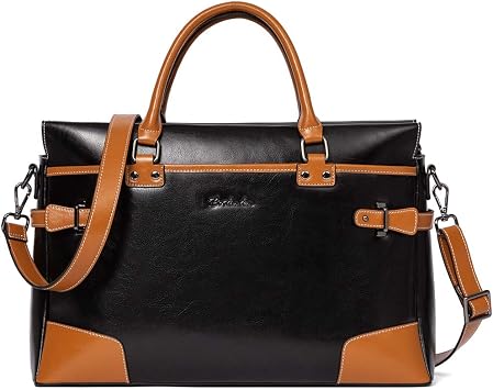 Amazon.com: BOSTANTEN Bolsa para portátil de piel auténtica, cartera y  maletín de cuero, bolso de mensajero, bolso de mano para laptop, para mujer,  color negro : Electrónica