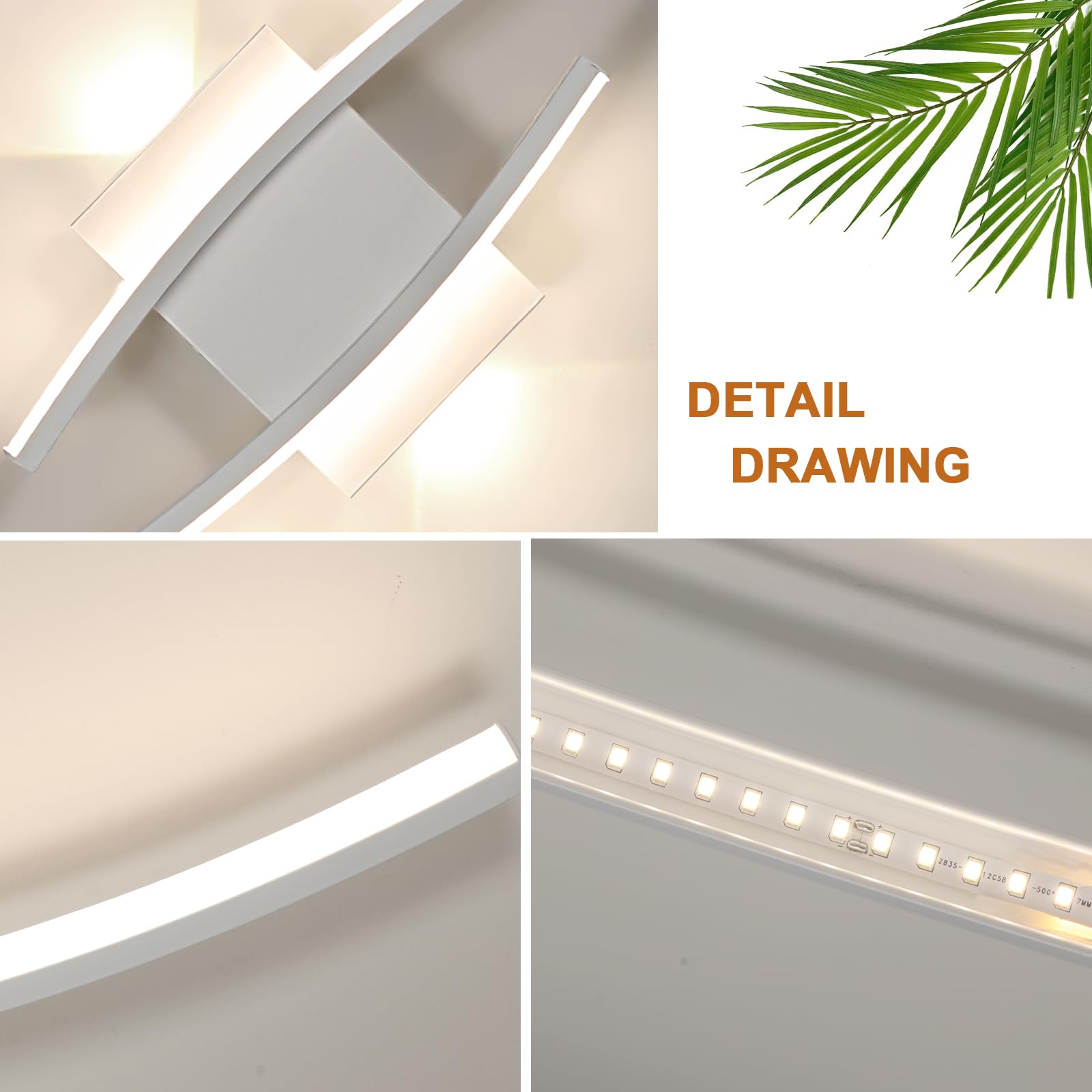 Comely Applique Murale Longue Intérieure 89.5 cm, LED Lampe Murale Blanc | 27W 3000LM, Applique Murale Interieur Moderne Design pour Chambre 4500k