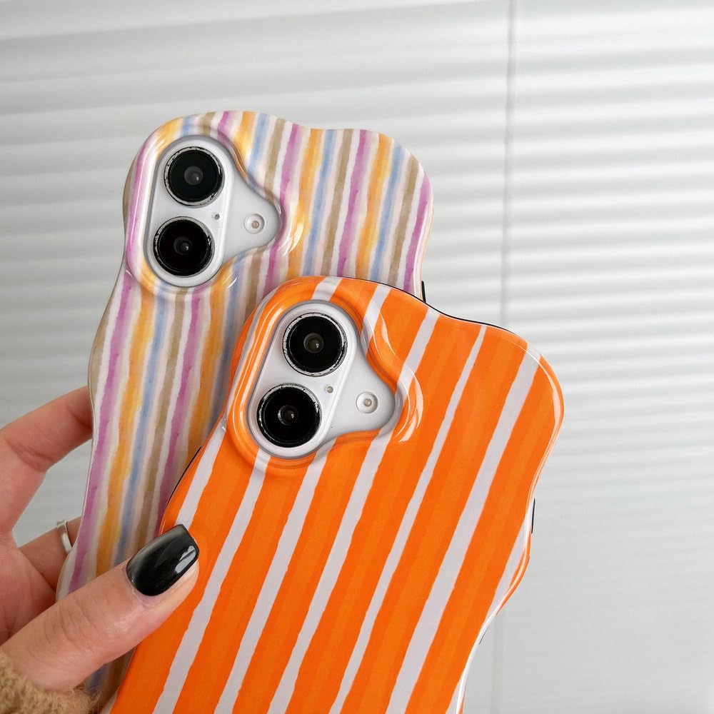 Modne etui 2 w 1 z błyszczącymi paskami na iPhone'a 13 14 15 16 Pro Max, z falowanymi krawędziami, wygodne w dotyku, twarde, smukłe, kolorowe, do iPhone'a 14