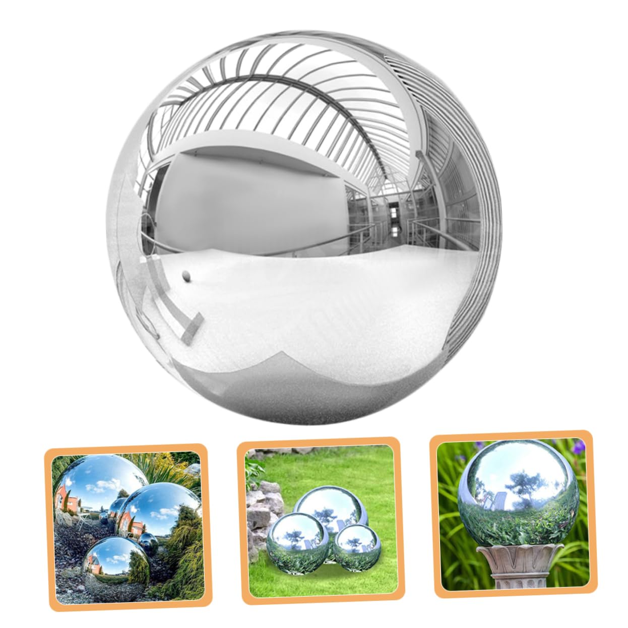 Mikikit Stainless Steel Ball Decor Garden Mirror Spheres Gazing Balls for Gardens Outdoor