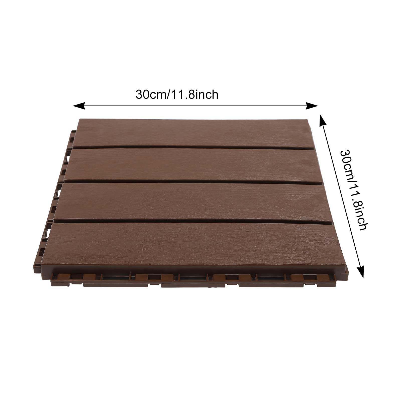 Lot de 10 lames de terrasse en polypropylène composite, 30 x 30 cm, pour balcon et terrasses, dalles de sol WPC avec système à clic (10)