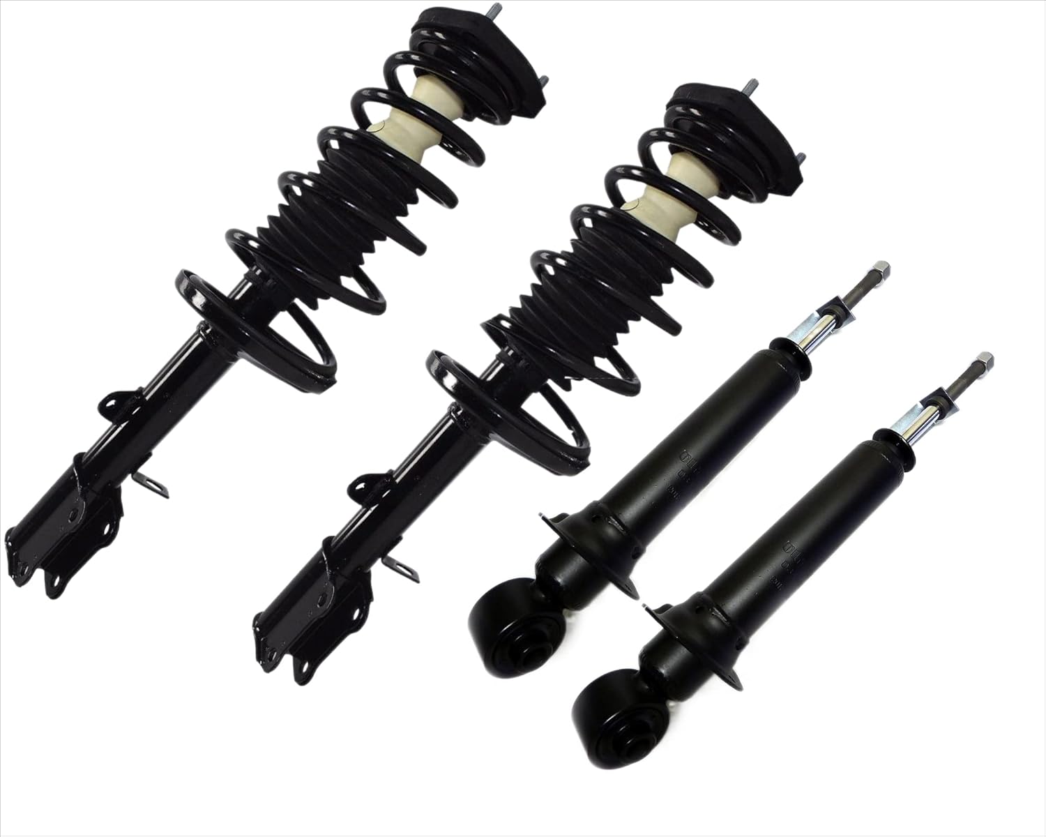 DTA 70130B FWD Full Set 2 Front Complete Strut Assemblies With Springs and Mounts + 2 Rear Shocks 4-pc Set Fit Toyota Matrix Pontiac Vibe FWD Only