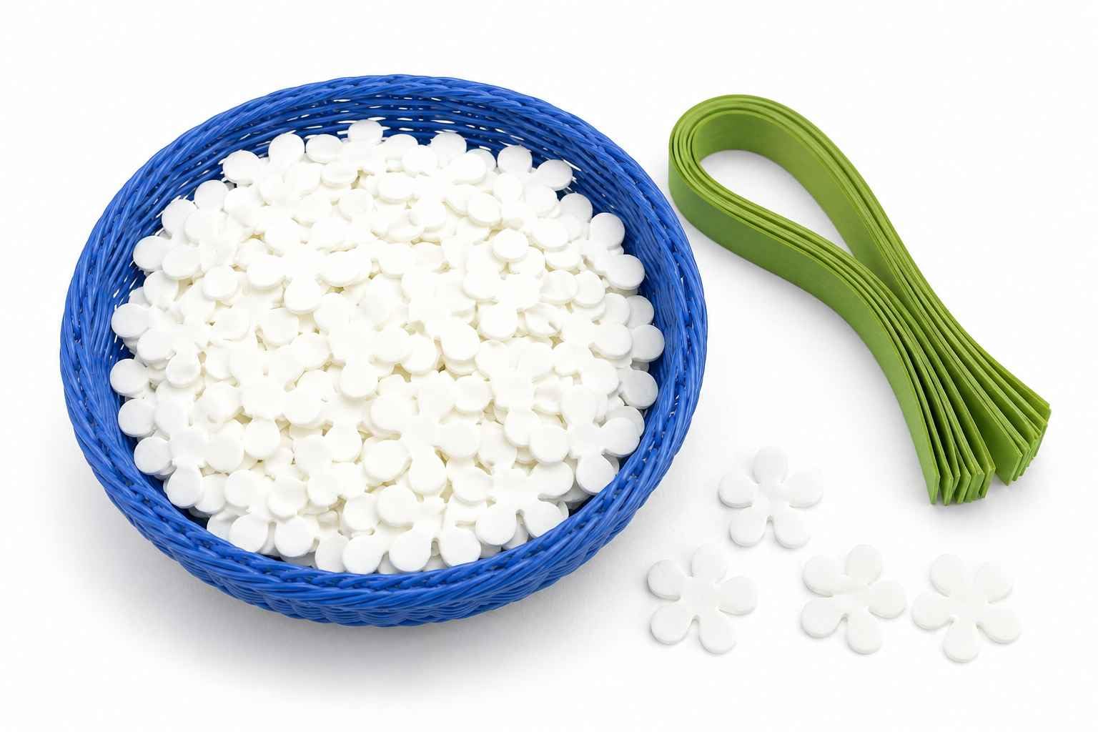 Artificial Jasmine Flower Making Kit Ready Cut Foam Petals 1.5 Inch (0.8mm Thick) Ivory White & Olive Green DIY Craft Material for Hair Accessories Decoration 100 Pieces-image-13