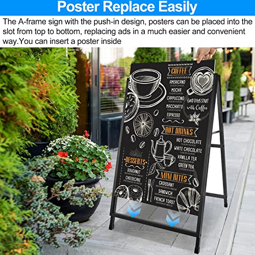 Heavy Duty A- Frame Sidewalks Poster Stand 24 X 36 Inch Outdoor Sign With Carry Handle Black Coated Metal Collapsible Sidewalks Signs Stand Double-Sided Display Poster Boards Suitable Sandwich Board For Indoor Outdoor #TOP3