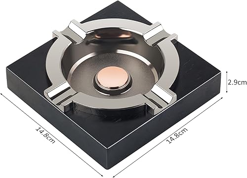 Miniatura 4 de OILP Cenicero para puros, ceniceros geniales regalos para hombres, bandeja de metal para cigarros con base de madera maciza, cenicero negro para
