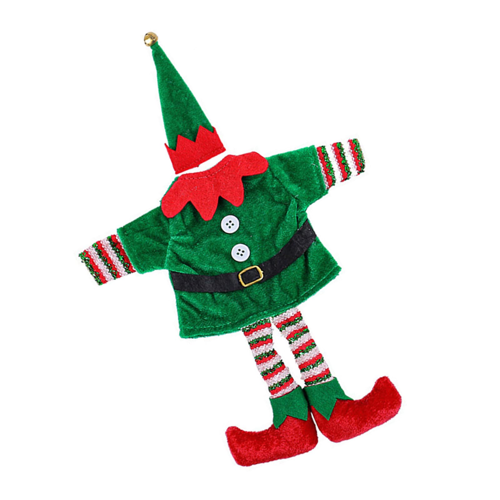 Buxuaaaa Color Elves Apron Wine Bottle Decoration Set, 8Sets Champagne Bottle Covers for Enhancing Christmas Mood Christmas Elves Costume