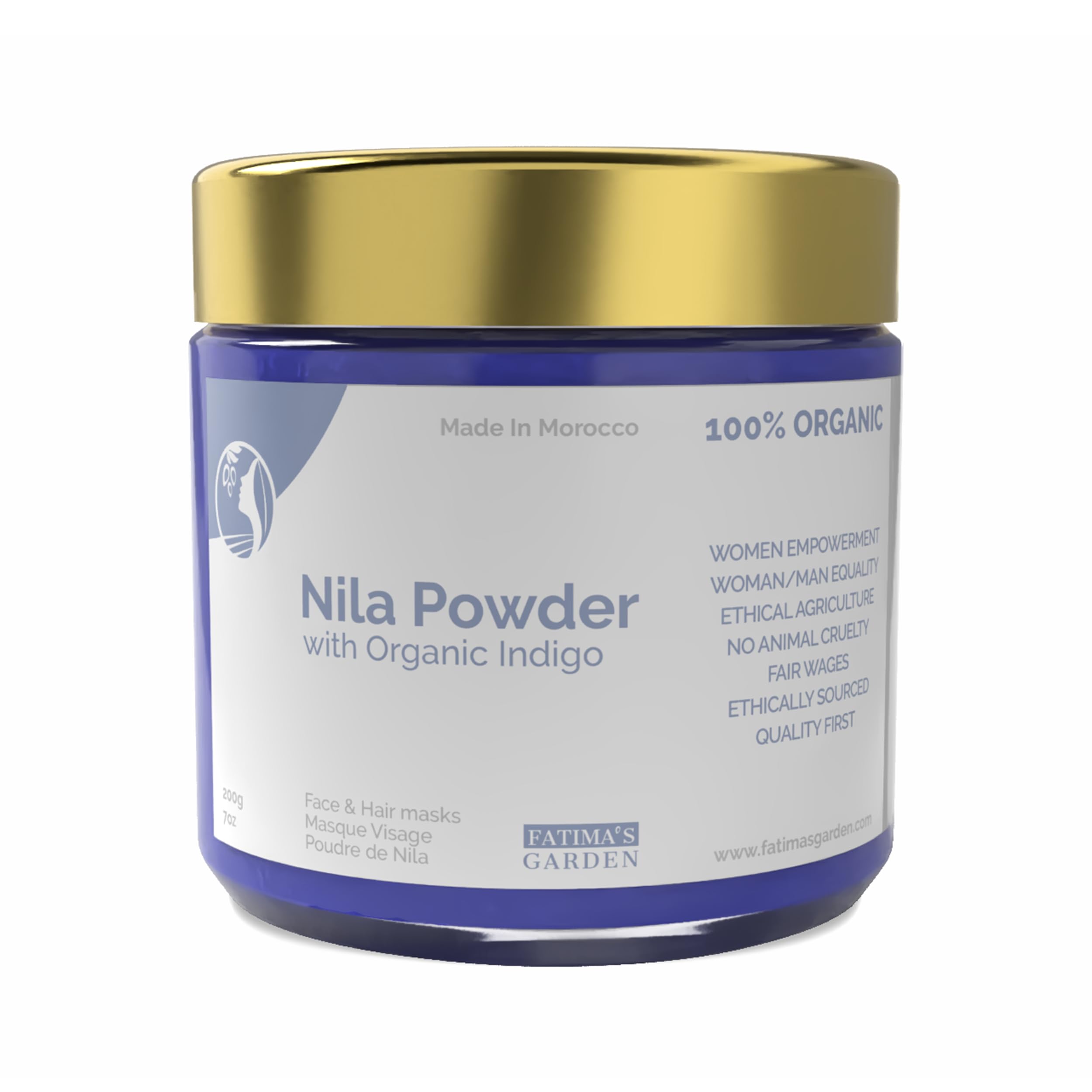 Pure Nila Indigo Powder 200g - Natural Moroccan Face & Hair Care Powder for Exfoliating and Moisturizing