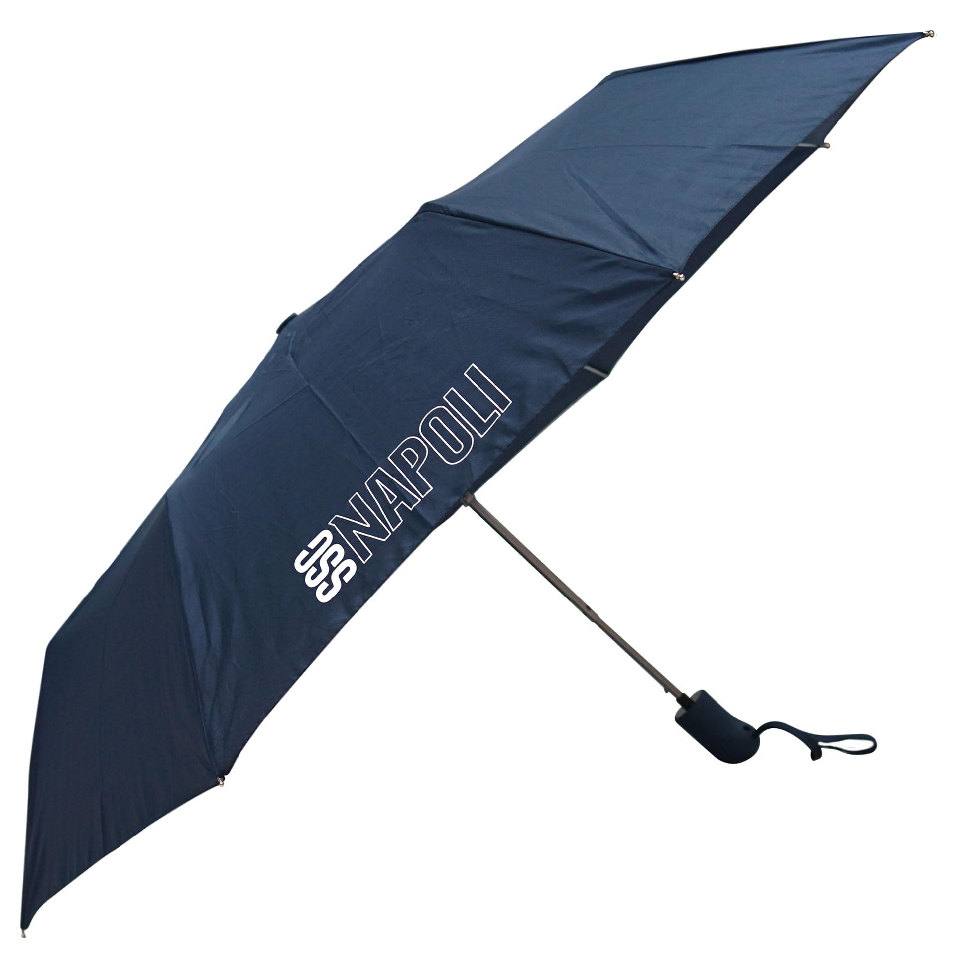 SSC NAPOLI Ombrello Tascabile, Blu Navy, Logo e Scritta