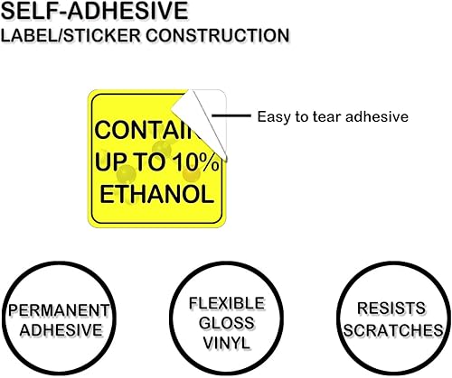 Miniatura 8 de Adhesivo sin etanol, sin gasolina pura, sin etanol, 2 x 4 pulgadas, etiquetas para latas de gasolina, etiquetas para gasolineras, 8 unidades