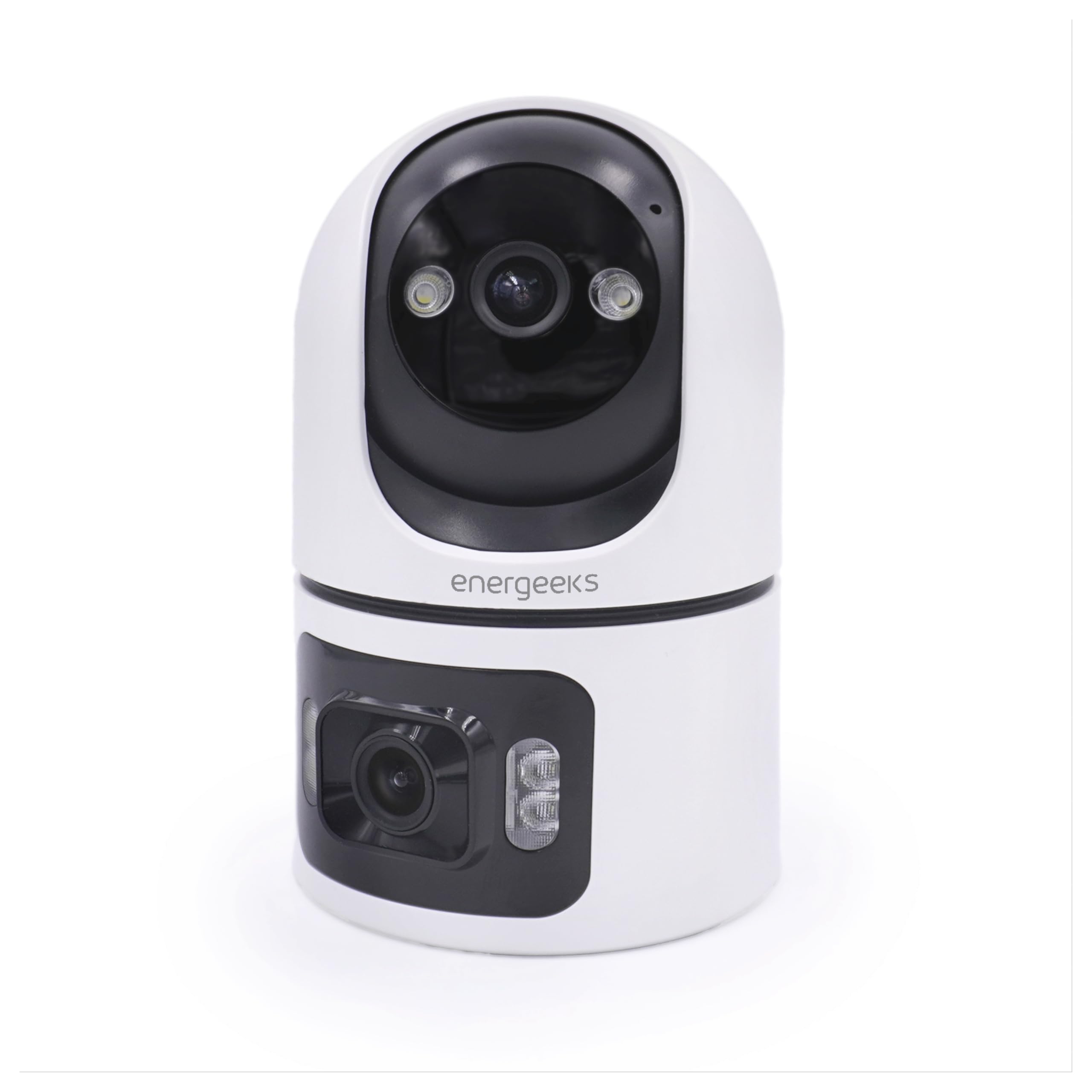 energeeks Sentinel Duo - Indoor WiFi Surveillance Camera - 2.4/5GHz - Dual Lens 4MP+4MP - Motorized 360º - Autotracking - Bluetooth - Human and Sound Detection - Siren and LED Light - ONVIF