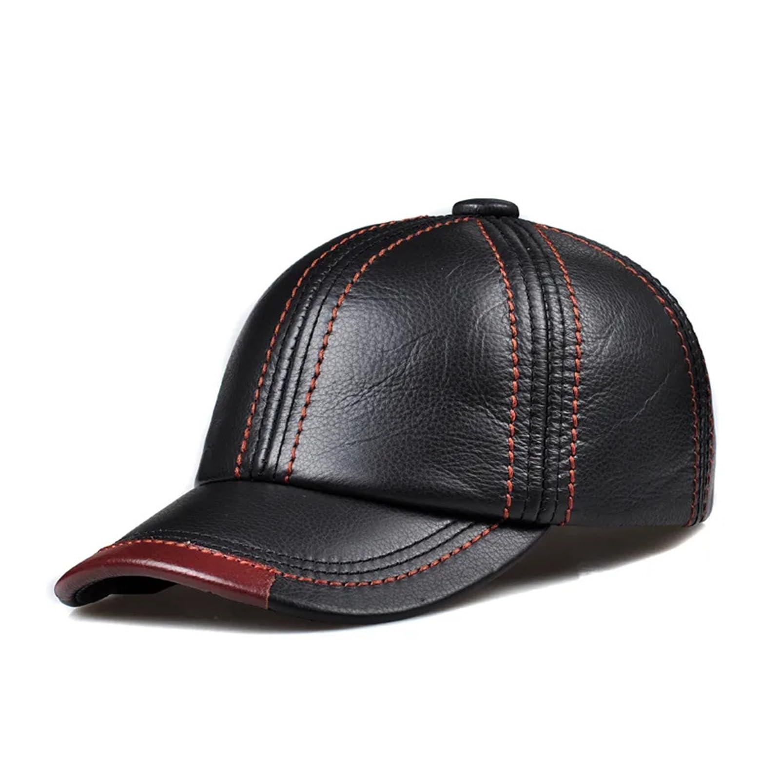 Gorra de béisbol de Cuero Genuino for Hombre, Sombrero de Piel de Vaca Negra, Ajustable for Hombre, Gorras con Visera de Cuero Real for Otoño e Invierno