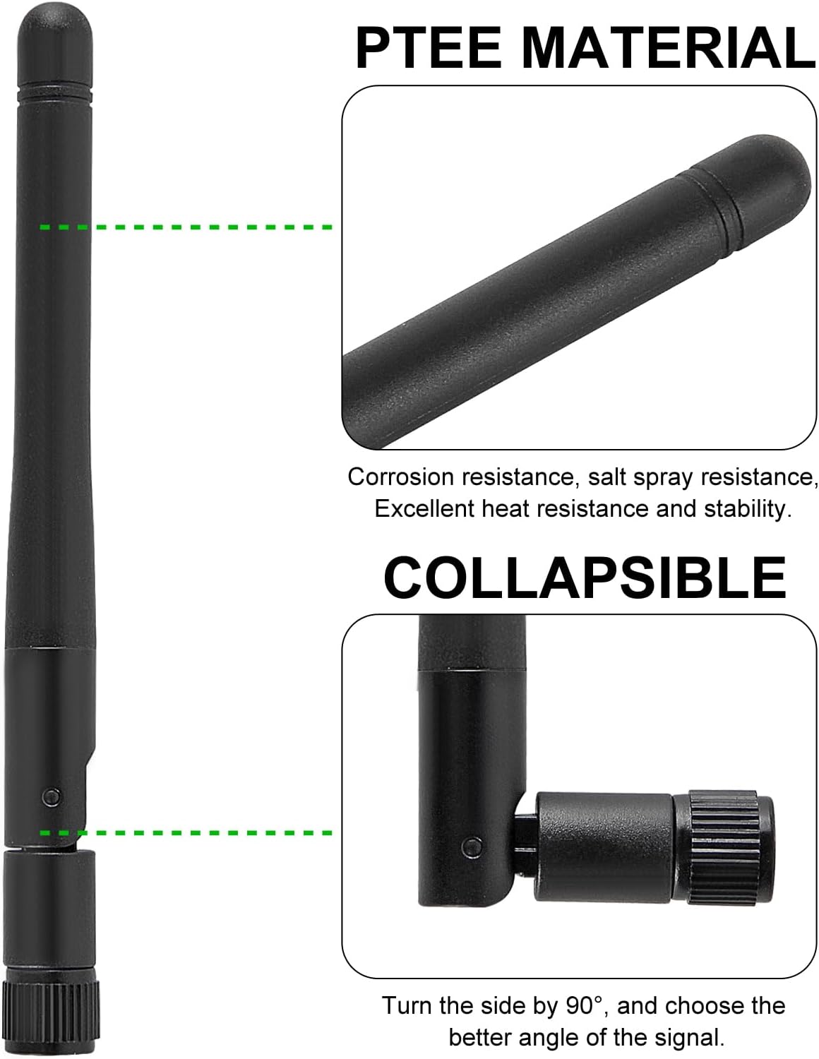 2Pcs Dual Band 3dBi WiFi Antenna 2.4GHz 5GHz 5.8GHz RP-SMA Male Bluetooth Antenna for USB Adapter Camera Video Surveillance Monitor PC Computer WiFi Router Wireless Network Card thumbnail
