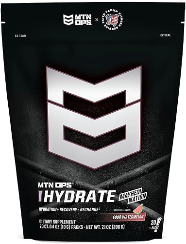 Miniatura 10 de MTN OPS Hydrate Electrolytes - Mezcla de bebida en polvo, endulzada naturalmente con fruta del monje, sin gluten, 20 paquetes de electrolitos