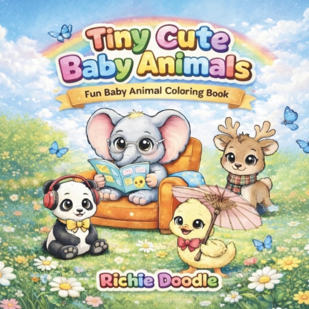 Tiny Cute Baby Animals: Fun Baby Animal Coloring Book