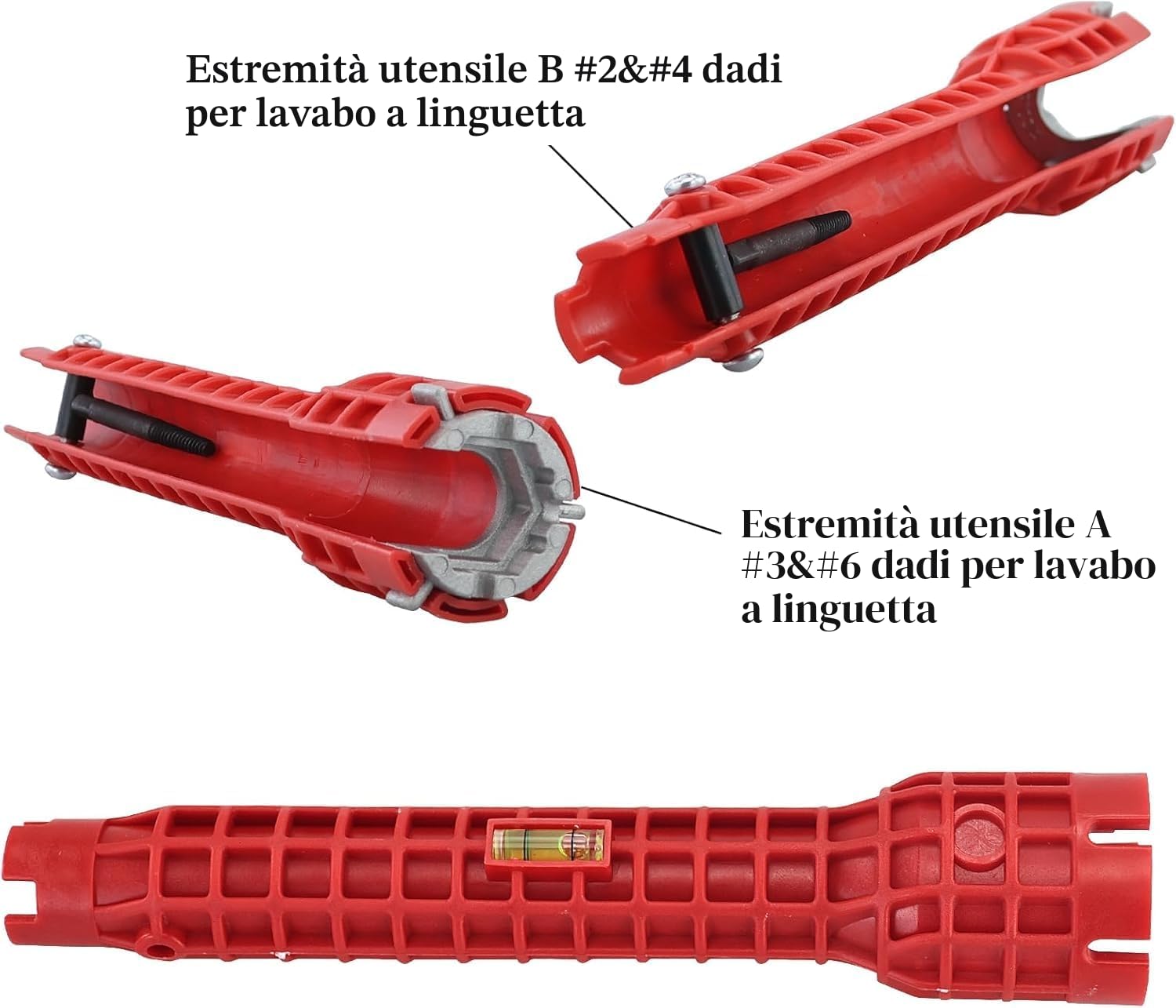 Chiave per rubinetto, 8 in 1 Installatore di rubinetti multifunzionale, 34 mm, 40 mm, chiave per rubinetto sottolavello, Strumento chiave per rubinetto, per lavandino, bagno