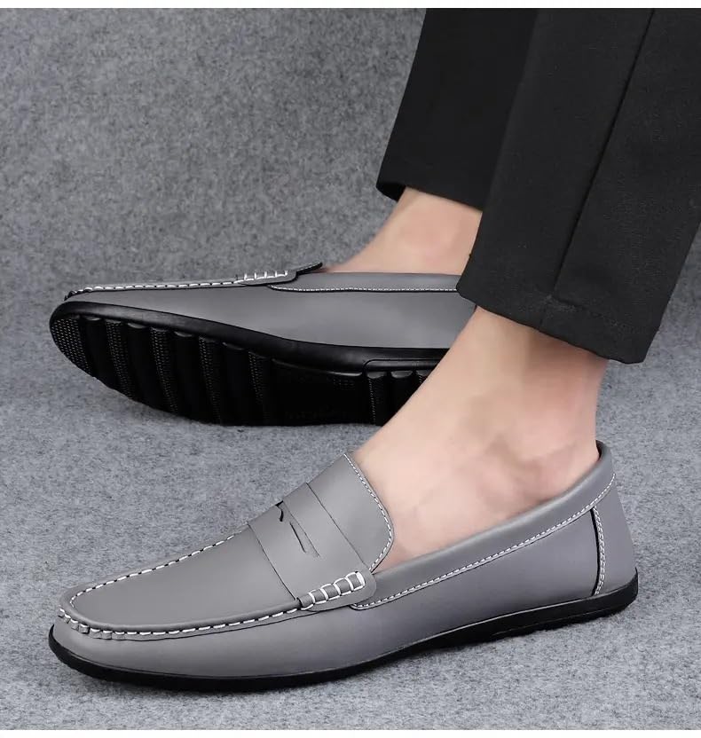 Loafers for Men Round Toe Solid Color Penny Loafers PU Leather Slip Resistant Flexible Anti-Slip Walking Outdoor Slip-on4