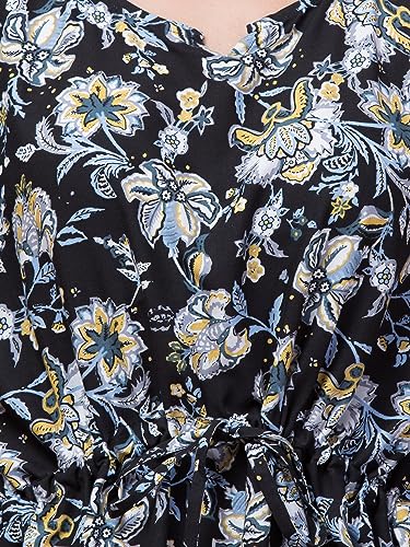 Image of Hive91 Floral Elegance: Rayon Kaftan with Fringes
