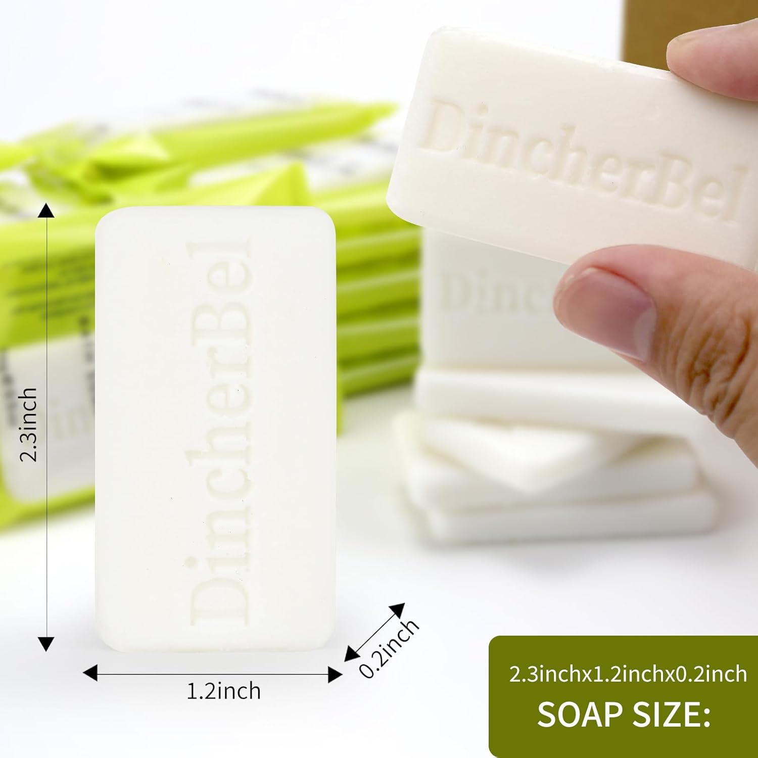 DincherBel 200 Pack 0.5oz Small Soap, Mini Rectangles Cleansing Bars Soap Bulk Travel Size, Individually Wrapped Toiletries Amenities for Hotel, Airbnb, Shelter, Camping and Travel