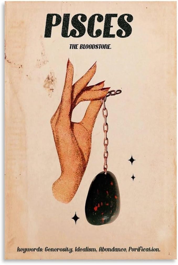 Vintage Zodiac Poster Pisces Posters Canvas for Living Room Bedroom Decor 08x12inch(20x30cm) Unframe-style