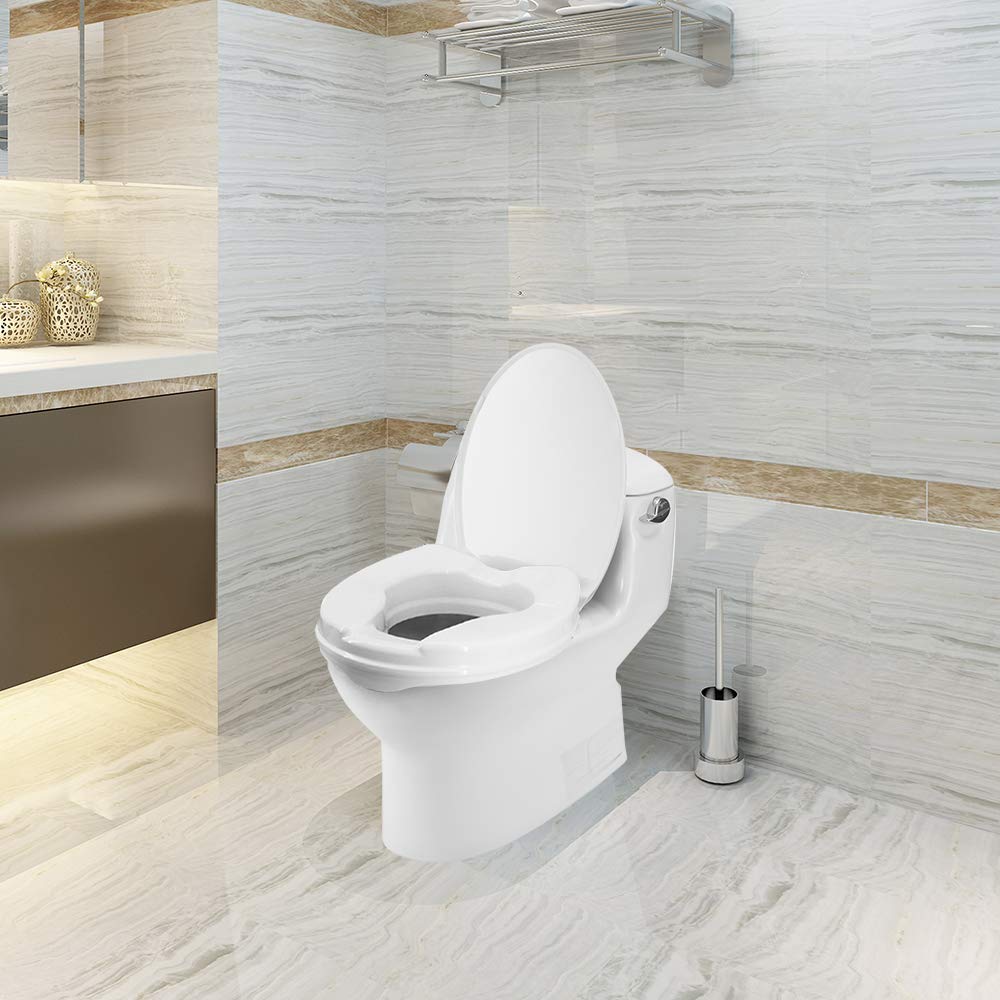 Asiento Elevado para Inodoro, 6 Pulgadas, 300 Libras, Asiento Elevado para Inodoro Resistente con Abrazaderas de Apriete, Blanco la Mayoría de los Inodoros (6 pulgadas con tapa)