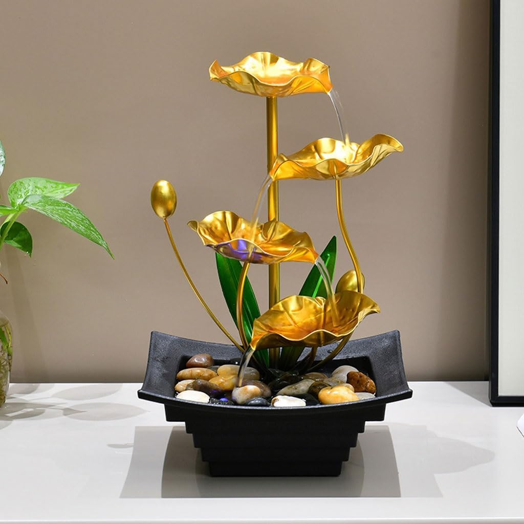 Tabletop Waterfall Iron Flowing Water Ornaments, Home Desktop Fountain Landscape, Living Room Small Decorative Ornaments Tabletop Water Fountain