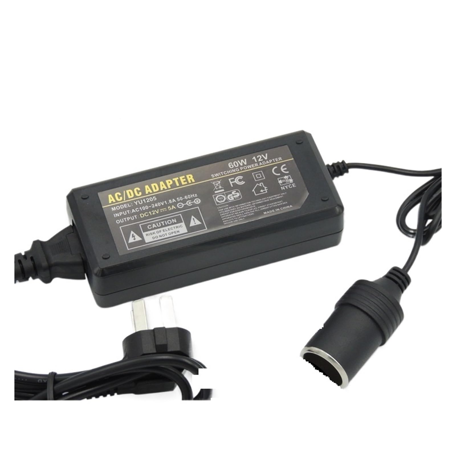 Adaptateur allume-cigare 220V à 12V 5A 60W pour glacière et compresseur
