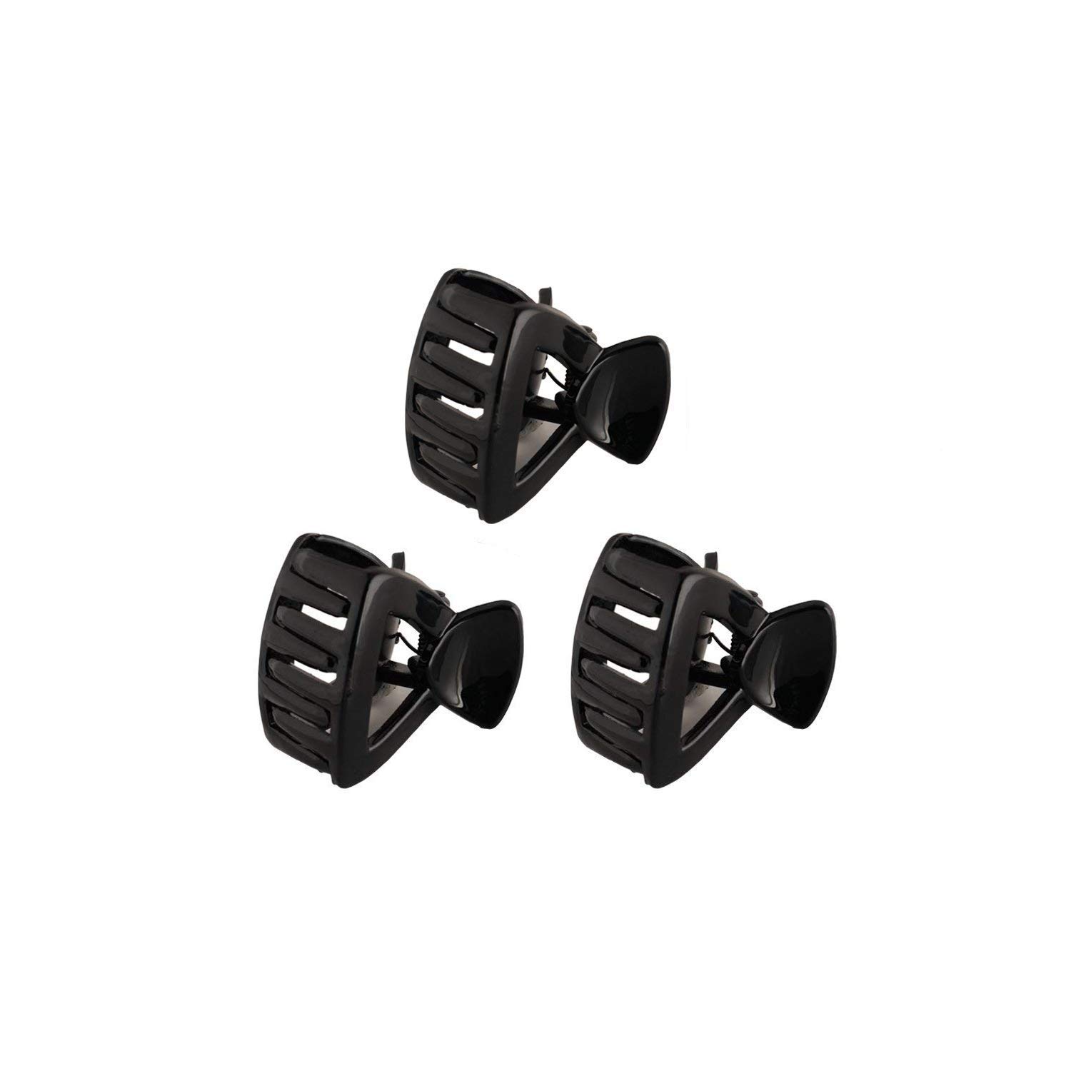 Airclip Medium-Size Hair Clips Clutches for Womens, Girl Multi Color Acrylic Material Stone Butterfly Clip for Women (Pack of 3 (Sq)-Black)