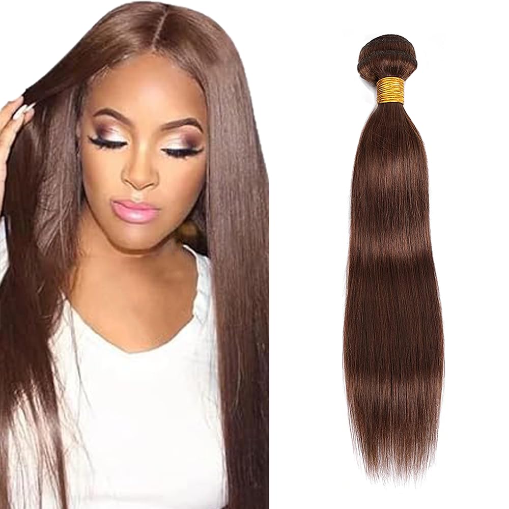 Extensiones de cabello humano brasileño de 32 pulgadas color marrón chocolate #4 6