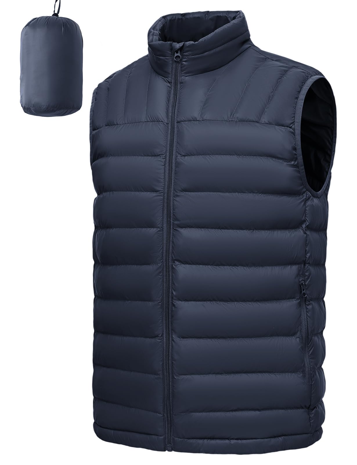 Men's Lightweight Packable Water-Repellent Puffer Vest Sleeveless Warm Jacket for Golf Hiking Casual Travel