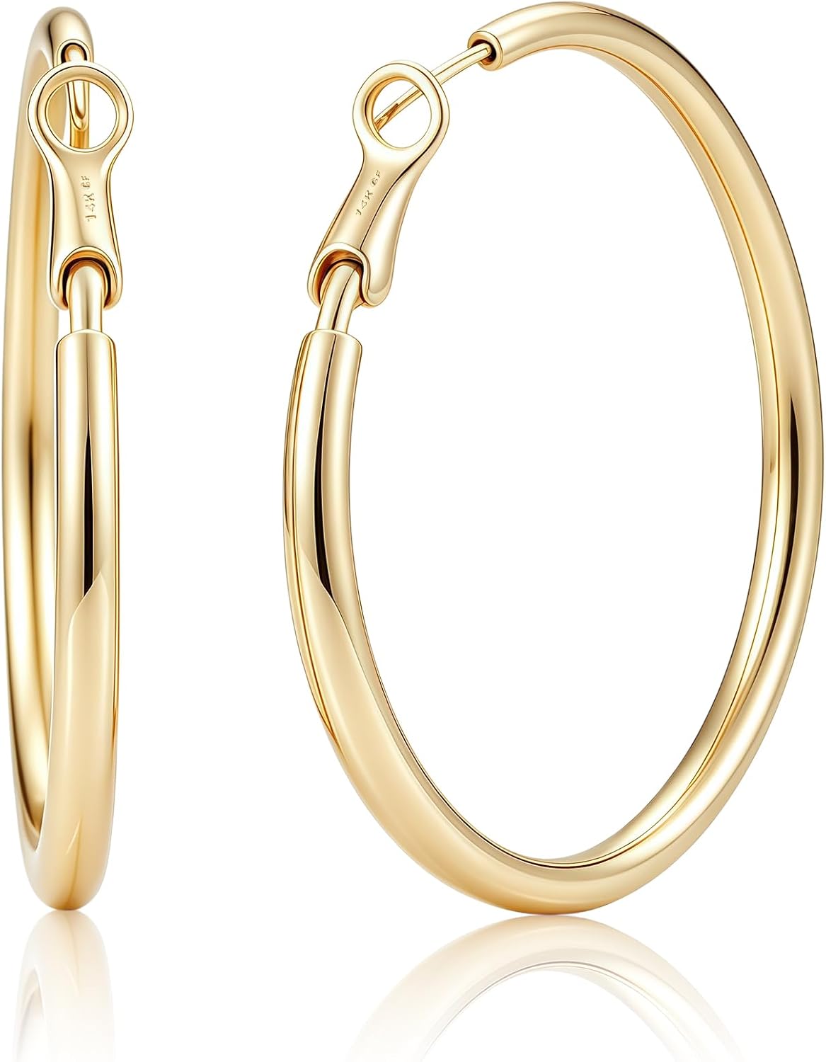 Jinear Gold Hoop Earrings for Women 14K Gold Hoops | Minimalist Huggie Hoops, Hypoallergenic, Lightweight, 40/50/60MM, Lifetime Quality