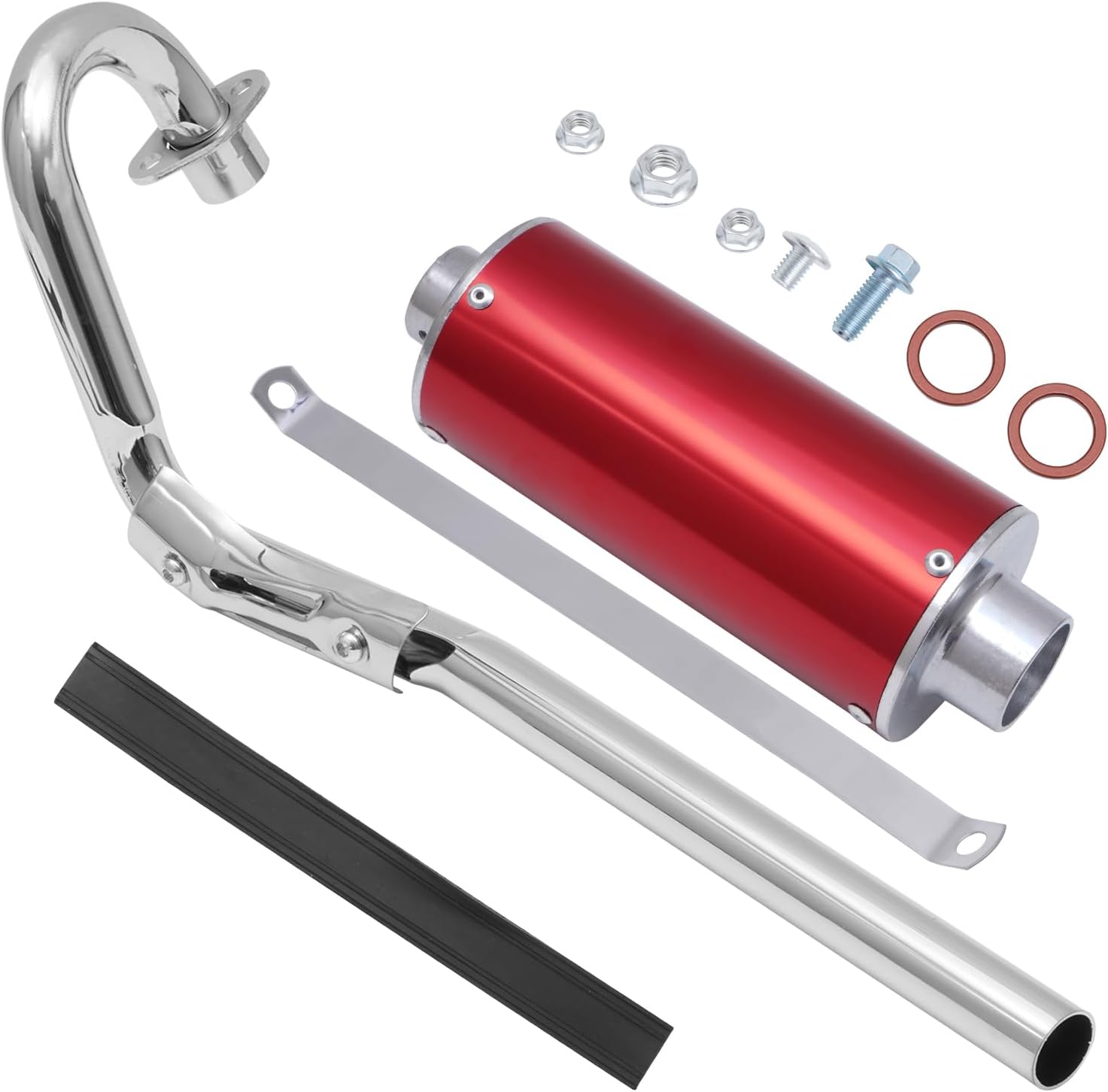 28mm Big Bore Muffler Exhaust Silencer Pipe Head Assembly for CRF50 XR50 70cc 110cc 125cc SDG SSR Taotao Atomik Thumpstar Roketa Coolster Apollo Pit Dirt Bike High Performance Parts(Red)