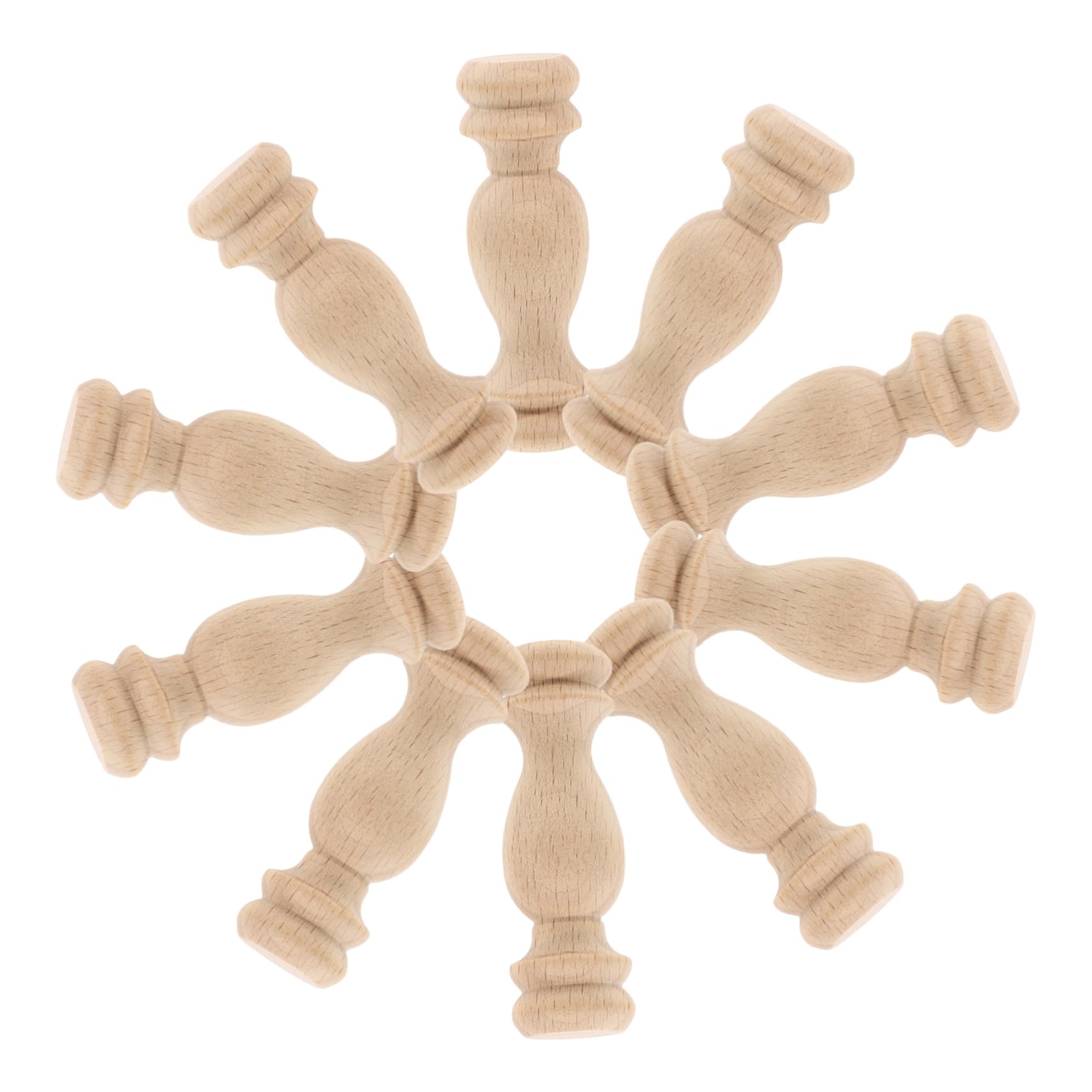 Housoutil Safety Decorative Solid Wood Balusters 10pcs Indoor Stairs Spindles Roman Pillar Carved Post Unpainted