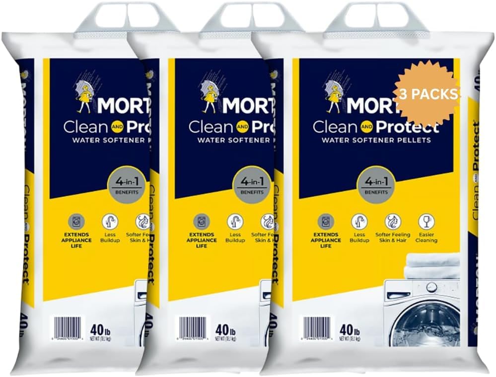 Comparison: Best Softener Salt For Well Water 4 3 Pack Clean and Protect Water Softener Salt Pellets – (40 lb Bags, 120 lbs Total) – Reduces Scale, Softens Hard Water, Appliance Efficiency, Compatible with Water Systems