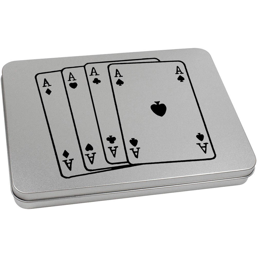 220mm 'Ace Playing Cards' Metal Hinged Tin/Storage Box (TT00073534)