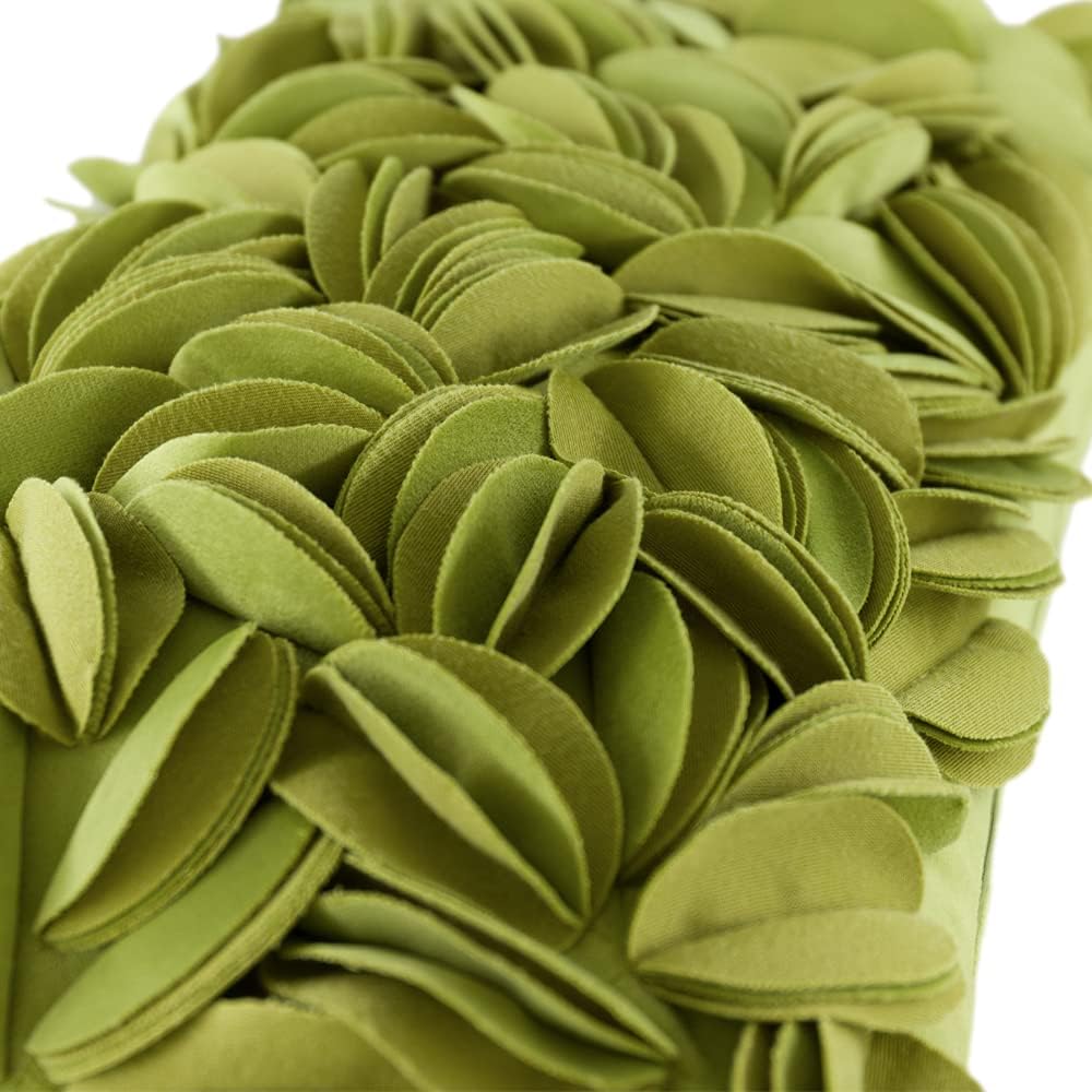 KINGROSE 3D Flower Throw Pillow Cover Floral Decorative Pillowcase Soft Cushion Cover for Bed Couch Sofa Living Room 12 x 20 Inches Velvet Green